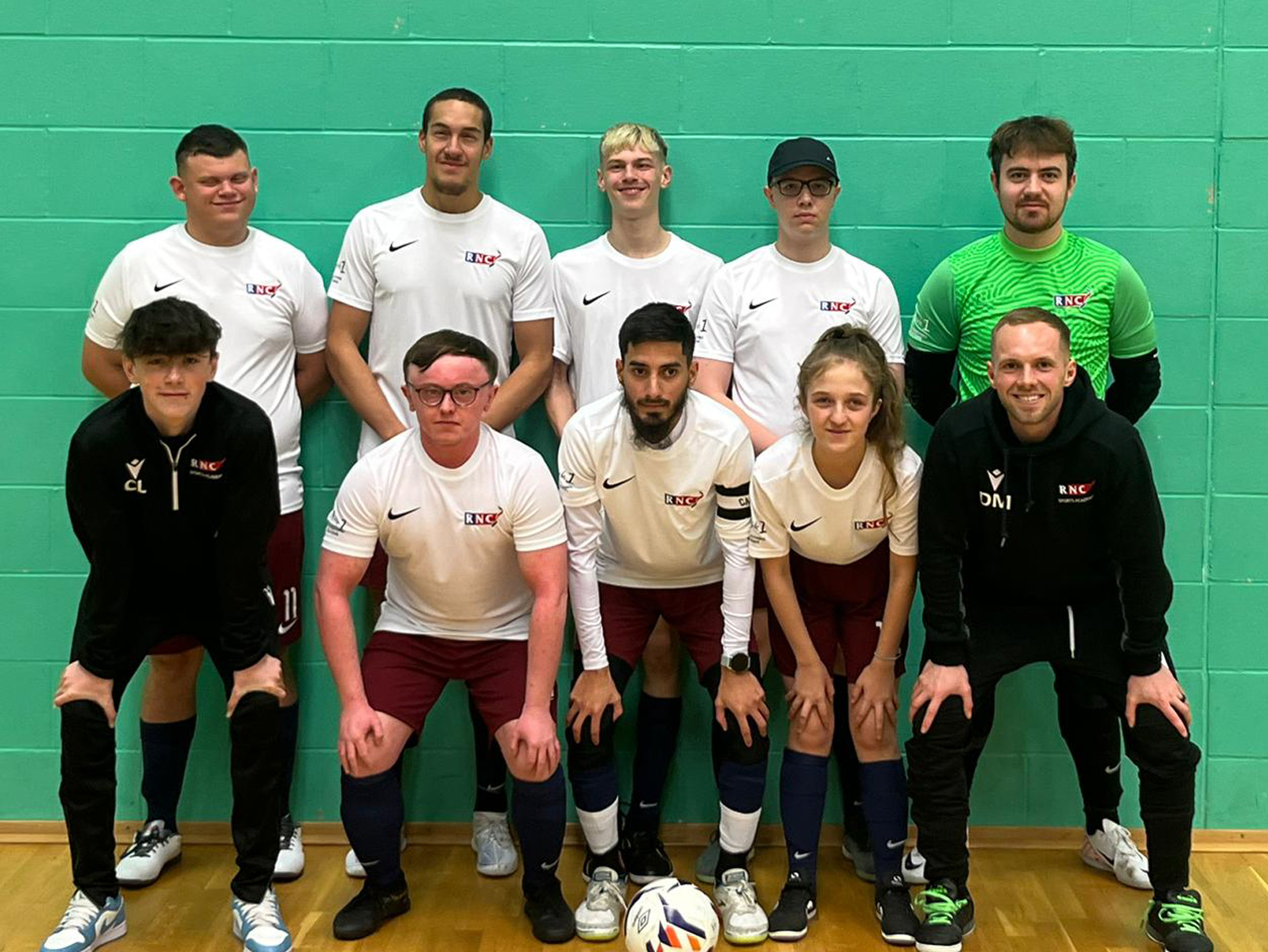 RNC's Partially Sighted Football Team and Coaching staff are pictured. Back row from L-R: Kyron, Ryley, Bobbie-Jack, George and Mike Front row from L-R: Callum, Conna, Murts, Sienna and Dylan
